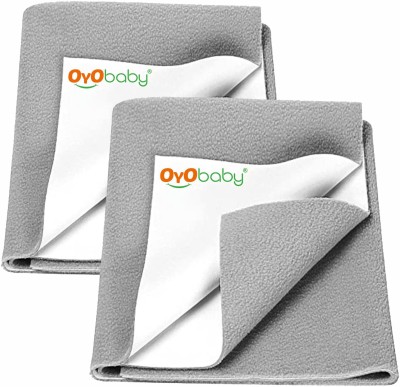 Oyo Baby Cotton Baby Bed Protecting Mat(Grey, Large, Pack of 2)