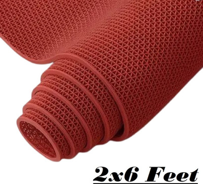 Shieldfab Rubber Bathroom Mat(Red-2x6feet, Large)