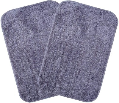 Slayy with Style Microfiber, PP (Polypropylene) Floor Mat(Grey, Medium, Pack of 2)