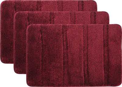 KUBER INDUSTRIES Microfiber Floor Mat(Maroon, Medium, Pack of 3)