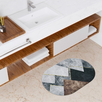 KUBER INDUSTRIES Polyester Bathroom Mat(Multicolor, Medium)
