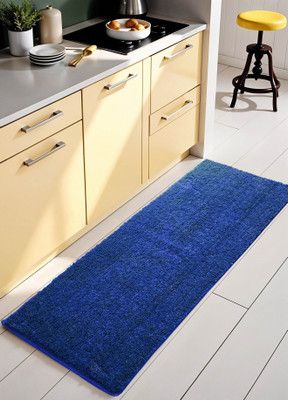 Weave Arts Microfiber Bathroom Mat(Blue, Large)