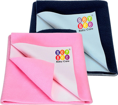 SBTs Cotton Baby Bed Protecting Mat(Dark Blue, Pink, Pack of 2, Small)