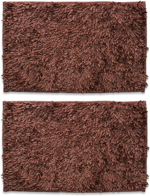 EXOTICE Polyester Door Mat(Brown, Medium, Pack of 2)