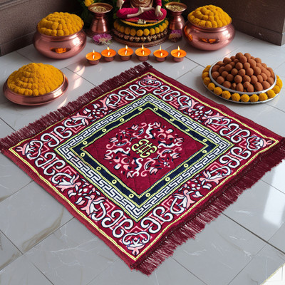 Decor Home Velvet Prayer Mat(Maroon, Large)