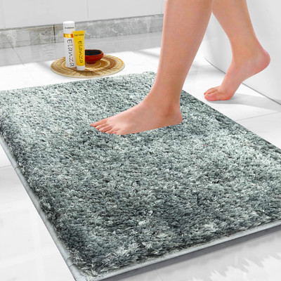 Elanza Microfiber Floor Mat(SOLID - (40X60 CM) Pack of 1, Grey, Medium)