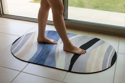 RA TRADER Rubber Floor Mat(Blue, Medium)