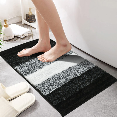 MAA HOME CONCEPT Microfiber Bathroom Mat(Black, Free)
