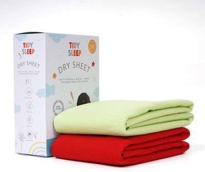 TIDY SLEEP Fleece Baby Bed Protecting Mat(Green-Red, Medium, Pack of 2)