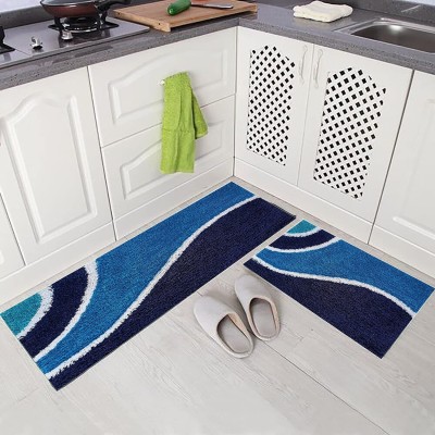 mkr collection Cotton Door Mat(Blue, Medium, Pack of 2)