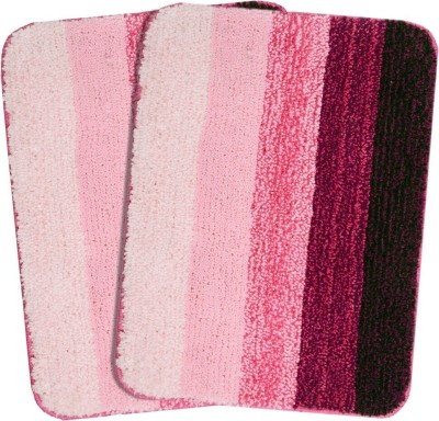 Saral Home Microfiber Bathroom Mat(Pink, Small, Pack of 2)