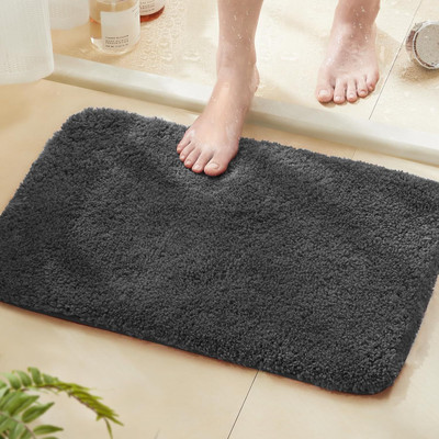 Damac Microfiber Floor Mat(Grey, Medium, Pack of 2)