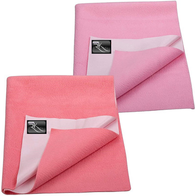 Rajking Acrylic, Bamboo, Cotton, Fleece Baby Bed Protecting Mat(BABY PINK & SALMON PINK, Pack of 2, Small)