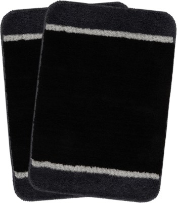 Saral Home Microfiber Bathroom Mat(Black, Medium, Pack of 2)