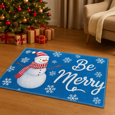 ZoneTrading Cotton Door & Floor Mat(Blue, Medium)