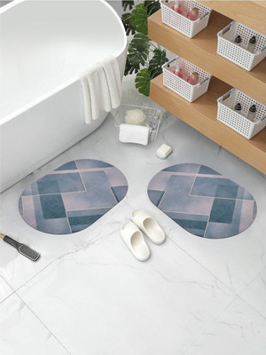 Dream Weaverz Rubber, Microfiber Bathroom Mat(Grey, Medium, Pack of 2)