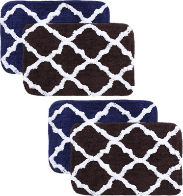 KUBER INDUSTRIES Microfiber Door Mat(Brown, Blue, Medium, Pack of 4)