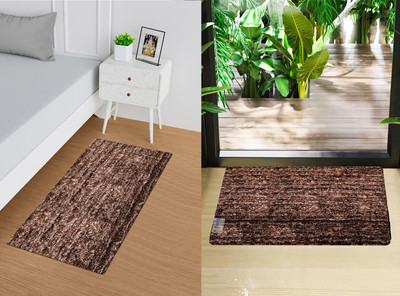 HOMESTIC Microfiber Door Mat(Brown, Extra Large, Pack of 2)