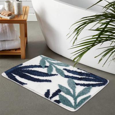 tarain collection Microfiber Floor Protecting Mat(Blue Leaf, Free)