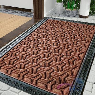 Impression Hut PP (Polypropylene) Bathroom Mat(3D Block Brown, Medium)