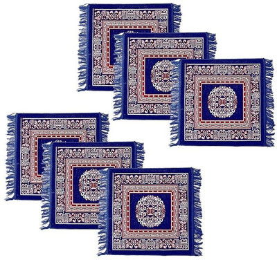 KUBER INDUSTRIES Velvet Prayer Mat(Blue, Medium, Pack of 6)