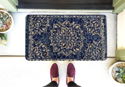 SARVSOHAMJEWELS Velvet, Polyester, Polycotton, Cotton Door Mat(Blue, Medium)