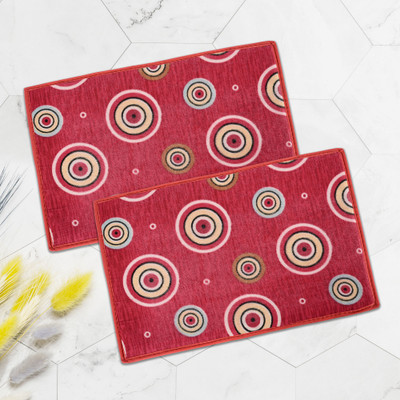 KUBER INDUSTRIES Polyester Bathroom Mat(Red, Medium, Pack of 2)