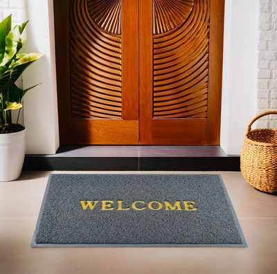 Aksh Creation PP (Polypropylene), Rubber Door Mat(Grey, Medium)