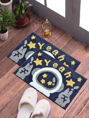 Fabinaliv Polycotton Door Mat(Royal Blue, Medium, Pack of 2)