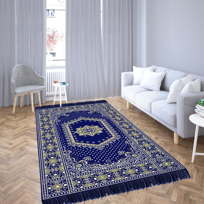 Linen Basics Velvet Floor Mat(Blue, Medium)