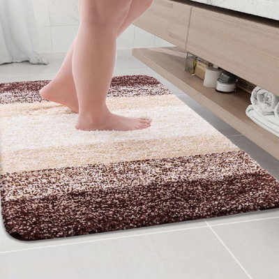 MAA HOME CONCEPT Microfiber Door Mat(Stripe Brown, Medium)