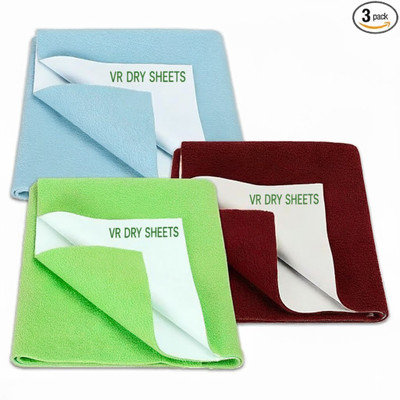 VRStore Cotton Baby Bed Protecting Mat(SKY BLUE-MAROON-PISTA GREEN, Pack of 3, Small)