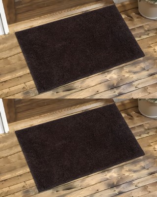 GRHAMOY Polyester Door Mat(Brown, Medium, Pack of 2)