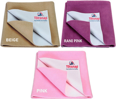 Totsnap Fleece, Rubber Baby Bed Protecting Mat(Pink, Rani Pink, Beige, Pack of 3, Medium)