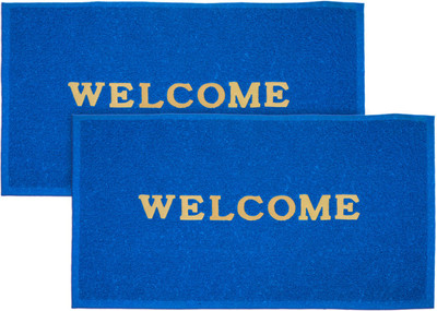 KUBER INDUSTRIES Rubber Door Mat(Blue, Free, Pack of 2)