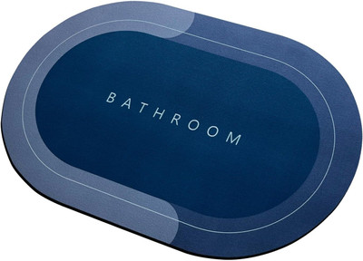 ODIN Rubber Bathroom Mat(Blue, Medium)