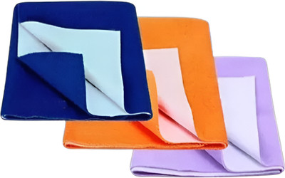 GLAM VICUNA Fleece Baby Bed Protecting Mat(Blue, Peach & Violet, Small, Pack of 3)