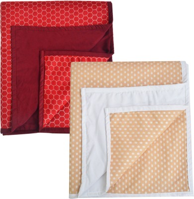 ADBENI HOME Cotton Baby Bed Protecting Mat(Maroon+Gold, Extra Large, Pack of 2)