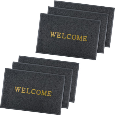 KUBER INDUSTRIES Rubber Door Mat(Grey, Large, Pack of 6)