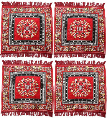 Abhsant Velvet Prayer Mat(Maroon, 2x2 Ft., Pack of 4 Pcs, Large, Pack of 4)