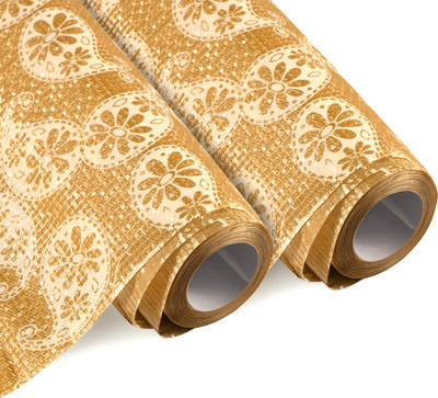 HOMESTIC PVC (Polyvinyl Chloride) Kitchen Mat(Golden, Extra Large, Pack of 2)