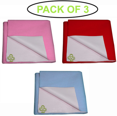 AVI Cotton Baby Bed Protecting Mat(Pink, Red, Sky Blue, Pack of 3, Large)