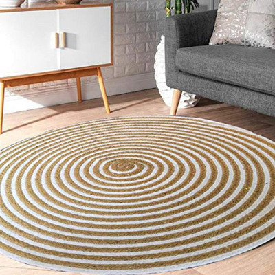 RAMAN TEXTILE 3 ft  X 3 ft Jute Carpet(Circle, Multicolor)