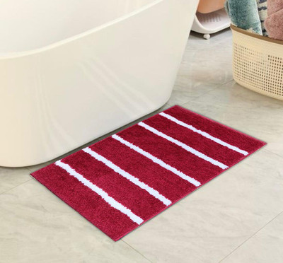 Ishran Microfiber Door & Floor Mat(Red-White, Free)
