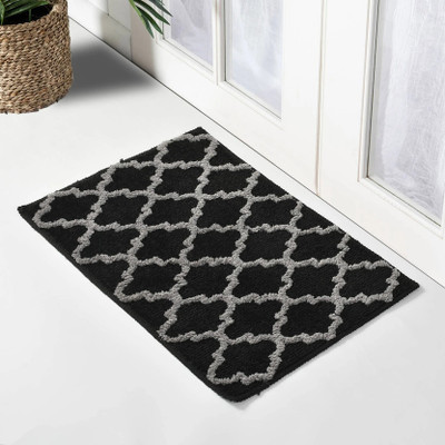 HYTYPE Microfiber Door Mat(Black Grey Jali, Large)