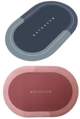 SVT Household Silicone, Rubber Bathroom Mat(Multicolor, Pack of 2, Free)