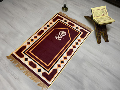 Kundan Microfiber Prayer Mat(Brown, Large)