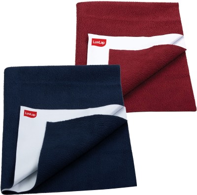 LuvLap Cotton Baby Bed Protecting Mat(Maroon & Navy Blue, Small, Pack of 2)