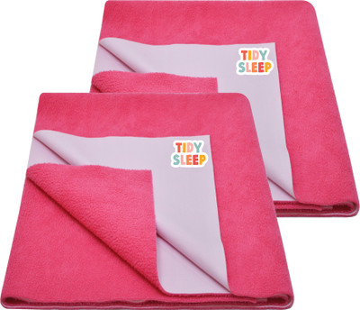 TIDY SLEEP Cotton, Fleece Baby Bed Protecting Mat(Hot Pink, Small, Pack of 2)