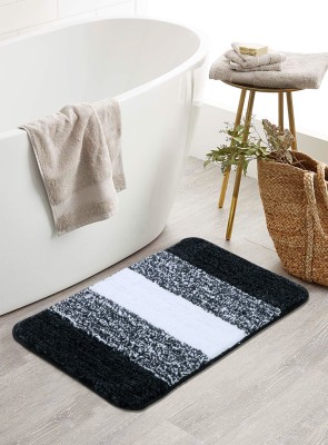 MAA HOME CONCEPT Microfiber, Cotton Bathroom Mat(Black, Medium)